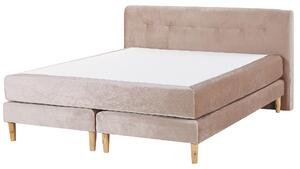 Sametová kontinentální postel 160 x 200 cm béžová MARQUISE
