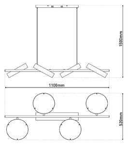 Závěsná LED lampa Tessa černá/béžová 110cm Touchdim CCT 4 světla