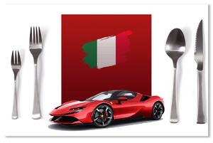 Sablio Prostírání Ferrari Italská vlajka na červeném bloku: 40x30cm