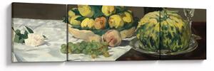 Obraz - Edouard Manet, Still Life with Melon and Peaches, reprodukce (170x50 cm)