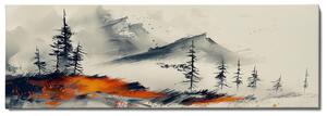 Obraz na plátně - Za opuštěnými mlžnými horami FeelHappy.cz Velikost obrazu: 60 x 20 cm