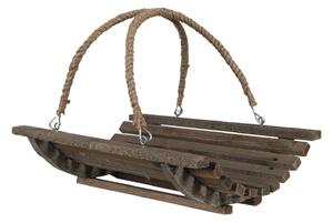 Dřevěný půlkruhový košík s jutovými uchy - 40*29*10 cm