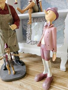 Dekorace stojící Pinocchio v růžovo-fialovém obleku - 9*8*30 cm