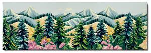 Obraz na plátně - Útulné lesy a sněžné hory FeelHappy.cz Velikost obrazu: 90 x 30 cm