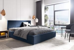 Čalouněná postel Katia 140x200 tmavě modrá Kovový rám