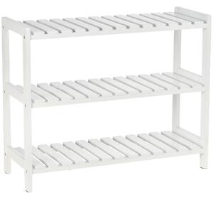 HOMCOM Dřevěná Botník 3-patrový Regál na Boty pro 9 Párů do Předsíně 70x26x57.5 cm Bílý | Aosom