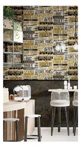 Černo-zlatá vliesová tapeta na zeď, štuk, beton, 16682, Friends & Coffee, Cristiana Masi by Parato