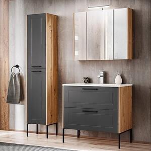 CMD COMAD - Koupelnová skříňka vysoká Madera Grey - šedá - 35x170x30 cm