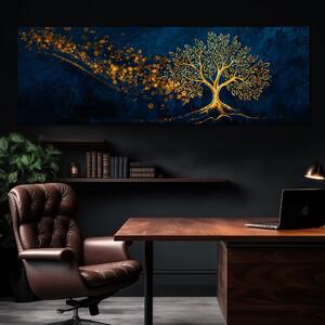 Obraz na plátně - Strom života Zlatavý proud FeelHappy.cz Velikost obrazu: 120 x 40 cm