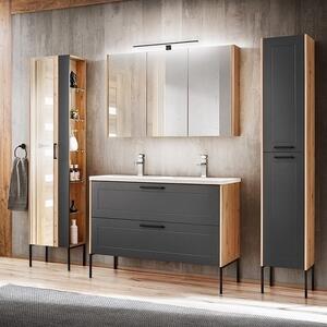 CMD COMAD - Koupelnová skříňka vysoká Madera Grey - šedá - 35x170x30 cm