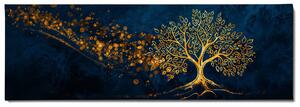 Obraz na plátně - Strom života Zlatavý proud FeelHappy.cz Velikost obrazu: 150 x 50 cm
