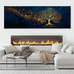 Obraz na plátně - Strom života Zlatavý proud FeelHappy.cz Velikost obrazu: 90 x 30 cm