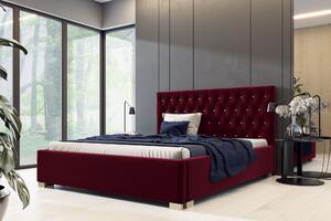 Čalouněná postel s matrací Lena 140x200 Burgundy