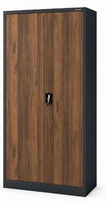 Kovová skříň s přihrádkou antracitová / ořech: Eco Design TOMASZ, 900 x 1850 x 450 mm