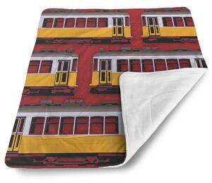 Sablio Deka pro miminko Lisabonské historické tramvaje Červený Pattern - 80x100 cm