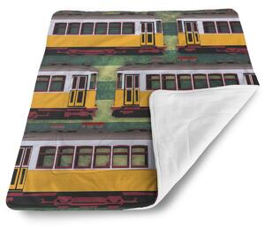 Sablio Deka pro miminko Lisabonské historické tramvaje Zelený Pattern - 80x100 cm