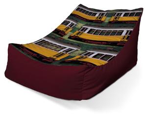 Sablio Sedací vak Lounge Lisabonské historické tramvaje Zelený Pattern - 80 x 95 x 50 cm