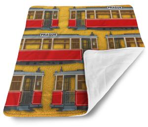 Sablio Deka pro miminko Pražské historické tramvaje Žlutý Pattern - 80x100 cm