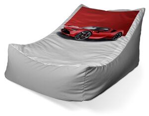 Sablio Sedací vak Lounge Ferrari na červenobílé - 80 x 95 x 50 cm
