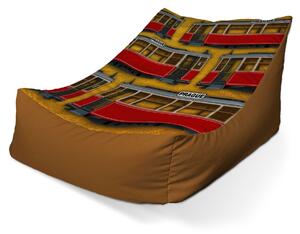 Sablio Sedací vak Lounge Pražské historické tramvaje Žlutý Pattern - 80 x 95 x 50 cm