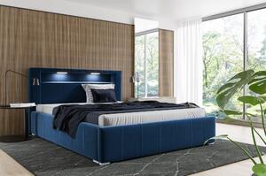 Manželská postel s matrací Palermo 160x200 Modrá Kovový rám