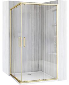Rea City, sprchový kout s posuvnými dveřmi 100(dveře) x 80(dveře) x 190 cm, zlatý matný profil + černá sprchová vanička Savoy, KPL-K74502