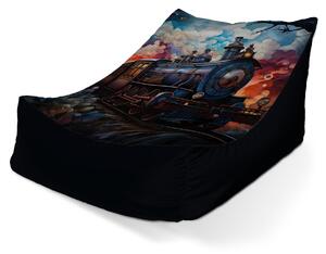 Sablio Sedací vak Lounge Parní lokomotiva v kouzelné krajině - 80 x 95 x 50 cm