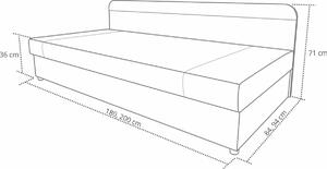 Čalouněná postel s boxem 90x200 Sida šedý