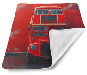 Sablio Deka pro miminko Červený patrový autobus Vlajka - 80x100 cm
