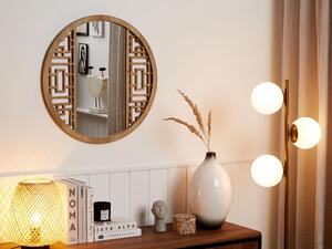 Nástěnné zrcadlo ⌀ 60 cm světlé dřevo FIRMINY