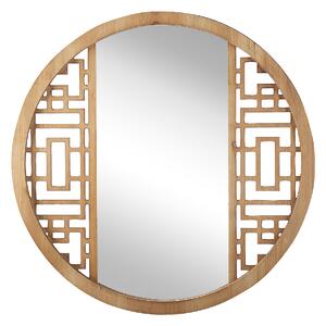 Nástěnné zrcadlo ⌀ 60 cm světlé dřevo FIRMINY