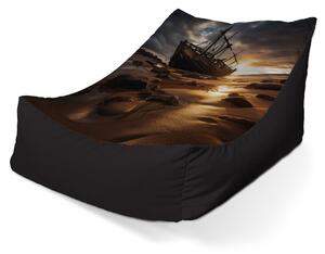 Sablio Sedací vak Lounge Vrak lodi při západu slunce - 80 x 95 x 50 cm