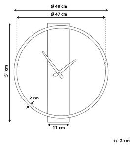 Nástěnné hodiny ø 47 cm zlaté ve světlém dřevě CASITAS