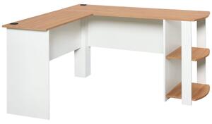 HOMCOM Počítačový stůl s policemi pro kancelář a domov, do tvaru L, 136x130x72cm, Dřevěný | Aosom