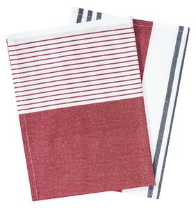 Livarno Home Kuchyňské utěrky, 50 x 70 cm, 2 kusy (pruhy červená / bílá) (100345877003)