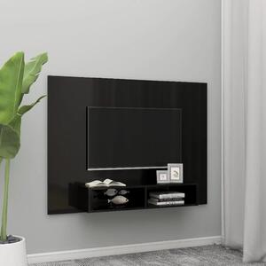 Nástěnná TV skříňka černá vysoký lesk 135x23,5x90cm dřevotříska