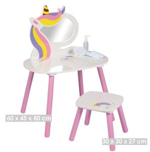 DOCHTMANN Toaletní stolek pro děti se stoličkou, Jednorožec 60x45x80cm