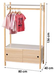DOCHTMANN Dětská šatní skříň otevřená 80x40x136cm