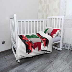 Sablio Mikroplyšové dětské povlečení do postýlky Ferrari Italská vlajka - 100x135 / 40x60