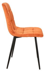 Oranžová manšestrová jídelní židle MILA s černými nohami