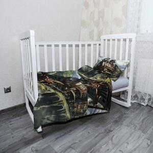 Sablio Mikroplyšové dětské povlečení do postýlky Parní lokomotiva na viaduktu - 120x90 / 40x60