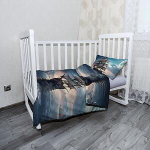 Sablio Mikroplyšové dětské povlečení do postýlky Plachetnice mezi skalami - 120x90 / 40x60