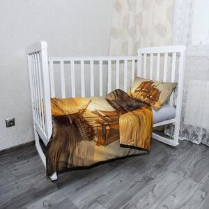 Sablio Mikroplyšové dětské povlečení do postýlky Plachetnice na klidném moři - 120x90 / 40x60