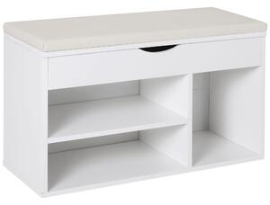 HOMCOM Botník se sedadlem Moderní botník do předsíně s šuplíkem, otevřenými policemi a 1 polštářem pro chodbu 80x30x47 cm | Aosom