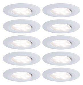 Paulmann Calla, bílá, stmívatelná, otočná, 4 000 K, 9 cm, sada 10 ks, stmívatelný, Bílá / opál, Koupelna, Plast, Moderní, Podhledové stropní svítidlo