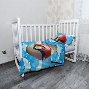 Sablio Mikroplyšové dětské povlečení do postýlky Pokemon ball Obloha - 120x90 / 40x60
