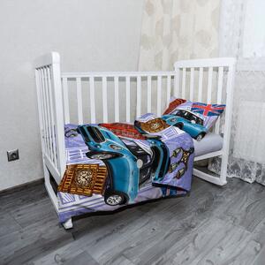 Sablio Mikroplyšové dětské povlečení do postýlky Mini sedan Londýn - 120x90 / 40x60