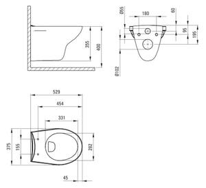 Deante CMOD6SPW - Závěsné WC s prkénkem SoftClose BORO keramika/bílá