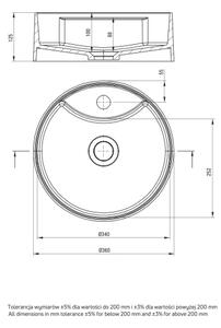 Deante CQS_5U4B - Umyvadlo na desku s otvorem SILIA pr. 36 cm granit/béžová