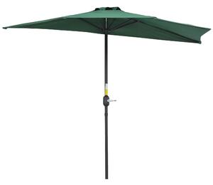 Outsunny Slunečník 270x137x236 cm Zahradní Parasol s Kličkou a Polokruhovým Tvarem pro Terasu, Patio a Bazén Zelený | Aosom